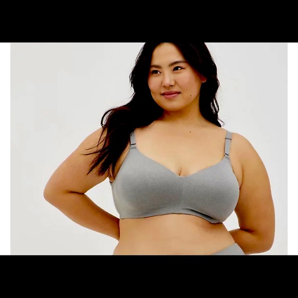 LIGHTLY LINED Size 50D WIREFREE BRA MICROFIBER HEATHER GREY 360° BACK SMOOTHING